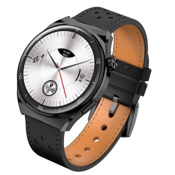 Smartwatch męski Garett V12 czarny skórzany. Męski smartwatch Garett. Męski smartwatch na pasku. Smartwatch męski Garett z rozmowami. Smartwatch na skórzanym pasku na prezent dla mężczyzny (2).jpg